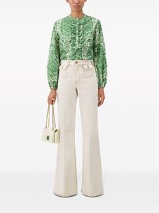 Giambattista Valli Côte d'Azur ruffle-trim cotton blouse - Groen