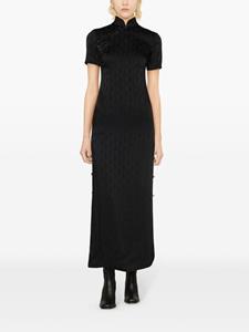 Marine Serre crescent moon-jacquard maxi dress - Zwart