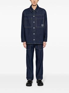 Maison Kitsuné Katoenen denim overhemd met contrasterend stiksel - Blauw