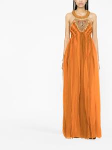 Alberta Ferretti Maxi jurk met geweven vlak - Oranje