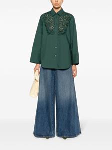 P.A.R.O.S.H. Katoenen blouse met kant - Groen