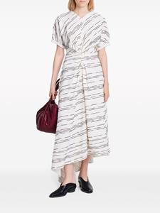 Proenza Schouler stripe-pattern asymmetric maxi dress - Wit
