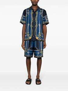 Versace nautical-print short-sleeve silk shirt - Blauw