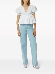 Nina Ricci puff-sleeves cotton blouse - Wit