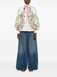 La DoubleJ floral-print cotton blouse - Wit
