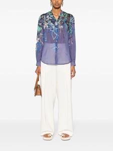 Forte Forte floral-print collarless shirt - Paars
