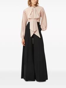 Nina Ricci pussy-bow-collar silk-cotton shirt - Beige