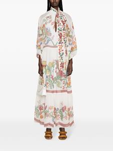 La DoubleJ floral-print silk maxi dress - Wit