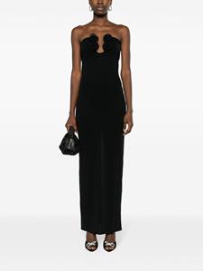 Magda Butrym floral-appliqué strapless maxi dress - Zwart