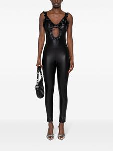Versace ruffled cut-out jumpsuit - Zwart