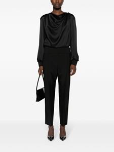 Alexander McQueen cowl-neck draped silk blouse - Zwart