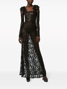 Nina Ricci bow-embellished sequinned lace gown - Zwart
