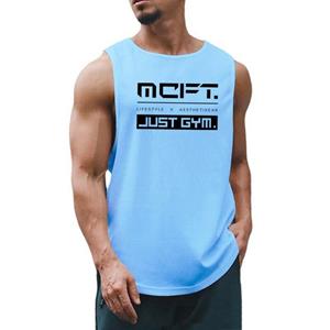 Muscleguys Heren Mesh Ademend en Zweetafvoerend Fitness Sport Mouwloos T-Shirt Mode Bedrukte Singlets Streetwear