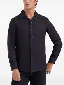 Brunello Cucinelli notched-collar linen shirt - Zwart