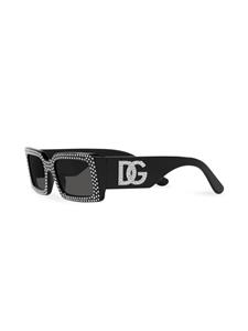 Dolce & Gabbana Eyewear crystal-embellished rectangle-frame sunglasses - Zwart