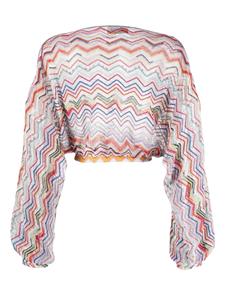 Missoni Cropped opengebreide blouse met zigzagpatroon - Rood
