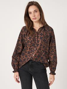 REPEAT cashmere Blouse met bloemenprint van katoen-zijde-mix