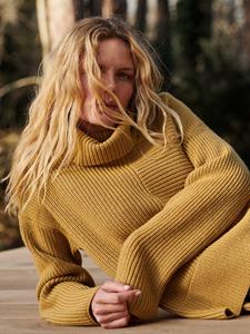 REPEAT cashmere Trui van merinowol met brede rolkraag