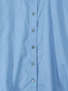 Closed short-sleeve satin cotton blouse - Blauw