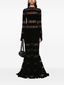 Norma Kamali panelled mesh maxi dress - Zwart