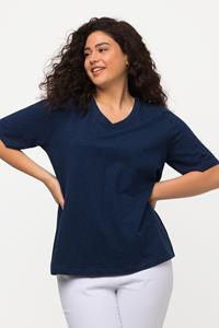 Ulla Popken Rundhalsshirt T-Shirt Noppen V-Ausschnitt Halbarm