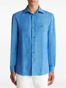 ETRO Pegaso-embroidered mélange-effect shirt - Blauw