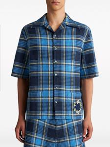 ETRO Pegaso-embroidered checked shirt - Blauw