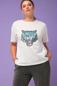 Ulla Popken Rundhalsshirt T-Shirt Oversized Rundhals Halbarm Biobaumwolle