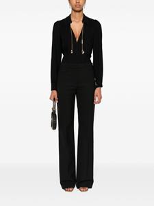 Elisabetta Franchi logo-pendant georgette-crepe blouse - Zwart