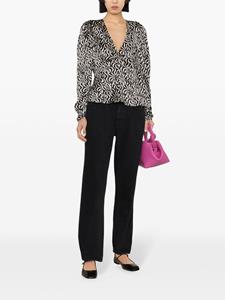 GANNI graphic-print silk blouse - Zwart