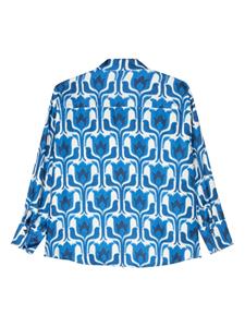 Odeeh graphic-print silk shirt - Blauw