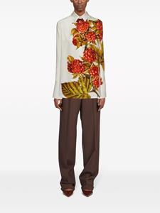 Ferragamo botanical-print silk shirt - Beige