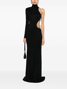 Elisabetta Franchi Asymmetrische maxi-jurk met uitgesneden detail - Zwart