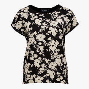 TwoDay dames T-shirt zwart met bloemenprint