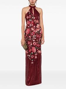 Marchesa Notte sequin-embellished halterneck gown - Rood