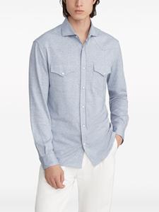 Brunello Cucinelli Western linen-cotton jersey shirt - Blauw