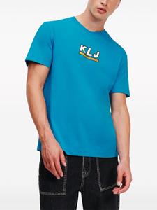 Karl Lagerfeld Jeans T-shirt van biologisch katoen met logoprint - Blauw