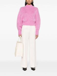 SANDRO tweed bouclé straight-leg cotton trousers - Roze