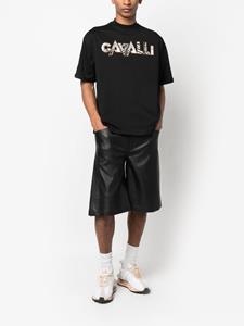 Roberto Cavalli T-shirt met zebraprint - Zwart