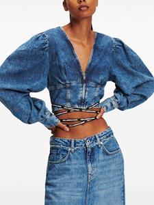 Karl Lagerfeld Jeans Cropped blouse - Blauw