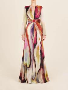 Silvia Tcherassi Zarina avondjurk met abstracte print - Beige