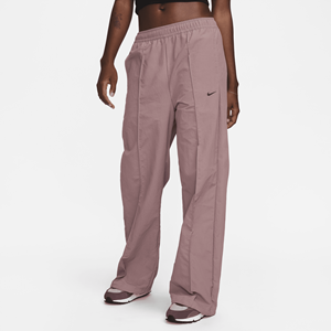 Nike Sportswear Everything Wovens damesbroek met halfhoge taille en open zoom - Paars