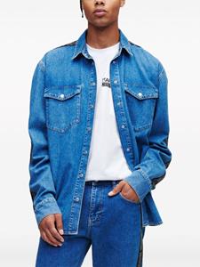 Karl Lagerfeld Jeans Denim shirt van biologisch katoen met logostreep - Blauw