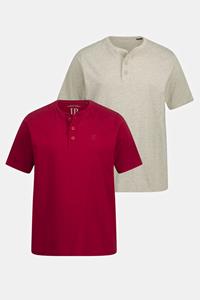 JP1880 T-Shirt Henleys Basic 2er-Pack Rundhals Knopfleiste (2-tlg)