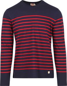 Armor-lux Port-Louis T-Shirt Strepen Donkerblauw Rood