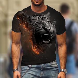 HerSight Lion Fighting Beast Fierce Lion Wolf 3D Gedrukt T-shirt Zomer Heren Oversized T-shirt met korte mouwen