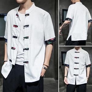 Boho berry INCERUN Chinees traditioneel shirt 2021 zomer casual heren linnen katoenen shirt met korte mouwen en top voor mannen