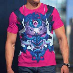 Exclusive 3D T-shirt Zomermode Japanse krijger print patroon mannen 3D T-shirt ronde hals losse top ademend en comfortabel zomer plus size kleding