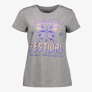 TwoDay dames T-shirt grijs met vlinderopdruk