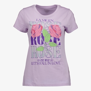 TwoDay dames T-shirt paars met rozen
